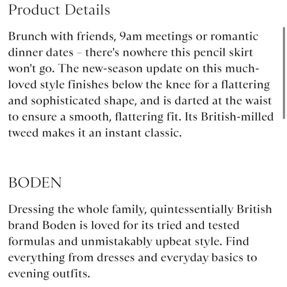 Boden NWT Navy British Tweed Pencil Skirt Size 8P - Picture 6 of 12